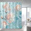 Luxury Waterproof Shower Curtain Floral Roses Pink and Blue Tropical Botanical Print Bathroom Home Decor Liners