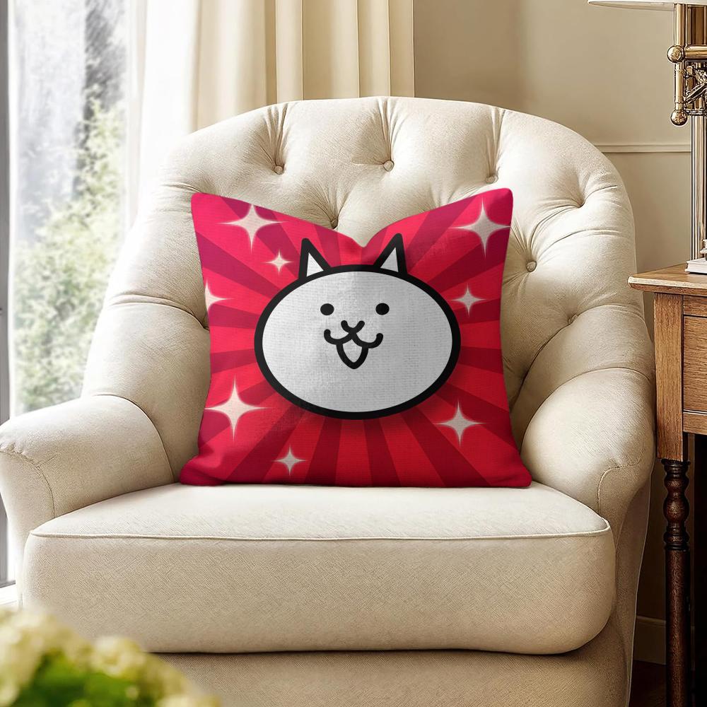 The BBattle Cats Cushion Cover Natural Linen Organic Fabric DoubleSided Printing Couch Pillow Covers Home Decor