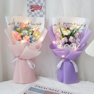 Artificial Flower Crochet Bouquet Eternal Flowers Valentine's Day Graduation Bouquet Wedding Guest Gift New Year Bouquet Flowers