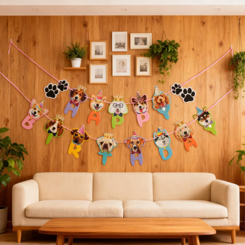 Spot Kitten Puppy Birthday Flag Multi-Style Party Decoration Banner Holiday Party Scene Arrangement Flag