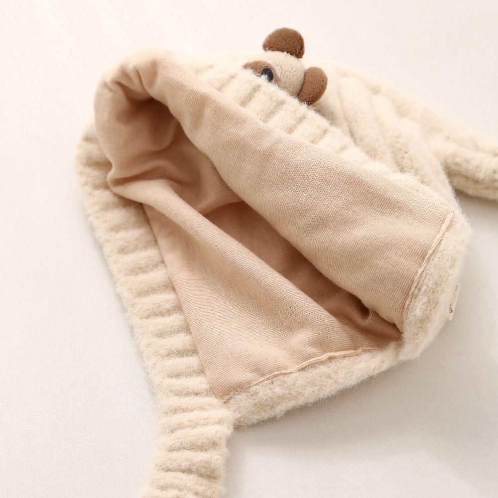 Soft Children Pullover Cap Wool Kids Earmuffs Cap Cute Baby Knitted Hat  Boys