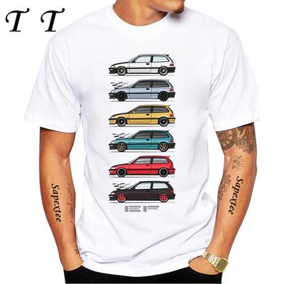 Retro tričko Civic EF Evolution Nové letní pánské tričko s krátkým rukávem JDM Legenda NSX Auto Sportovní trička Hip Hop Chlapecké ležérní bílé tričko