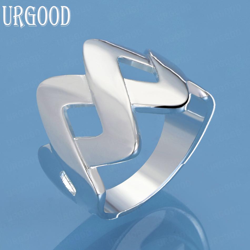 925 Sterling Silver Wedding Jewelry Geometric Fashion Ring