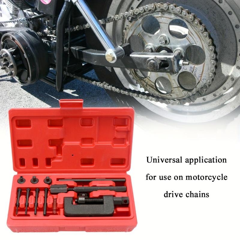 Motorcycle Bike Chain Breaker Splitter Riveting Tool Repair Tools Set, Launches Chain Pin Press Handle Motorbike Chain Rivete