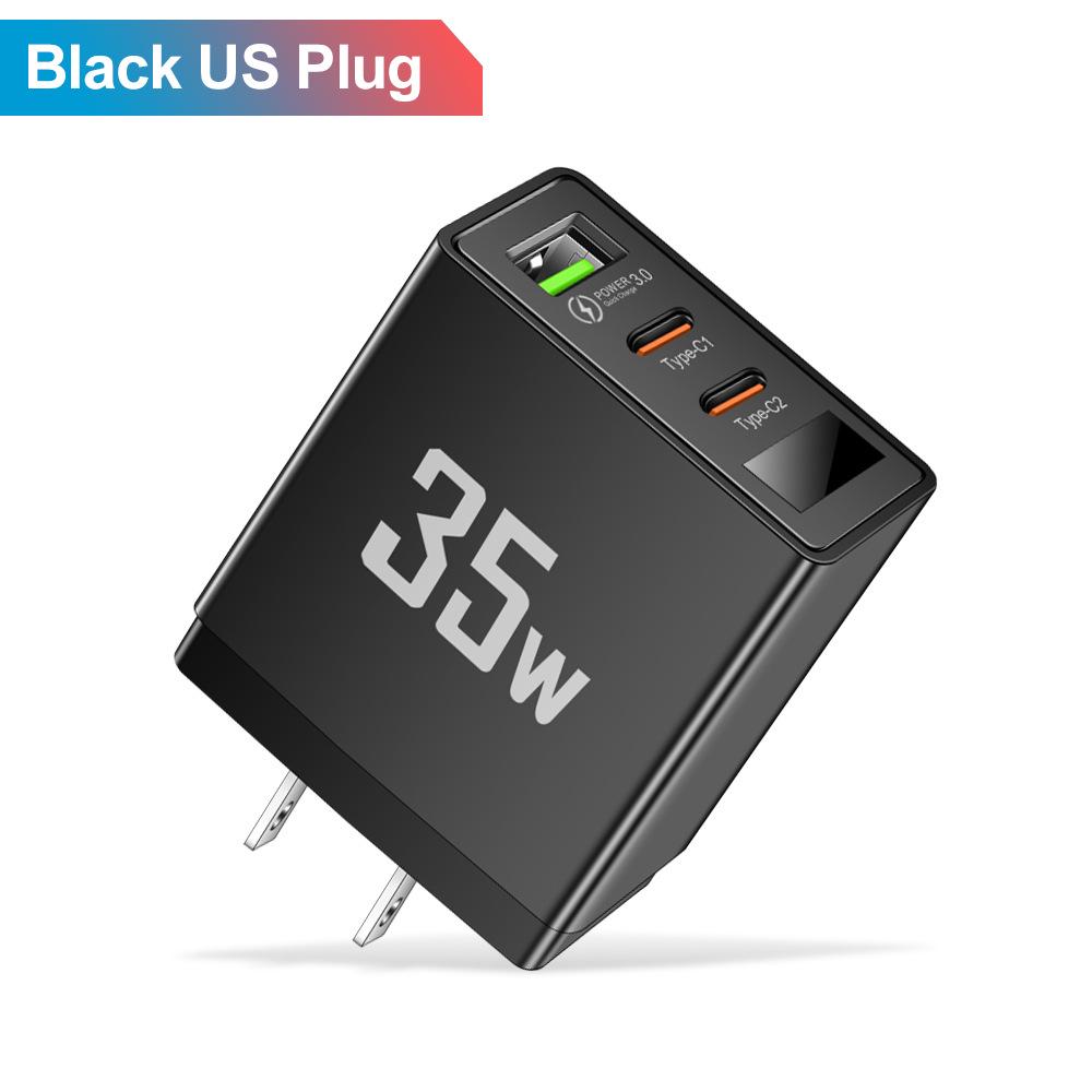 3.5A Smart USB + 2PD Digital Display Travel Charger for Mobile Phones