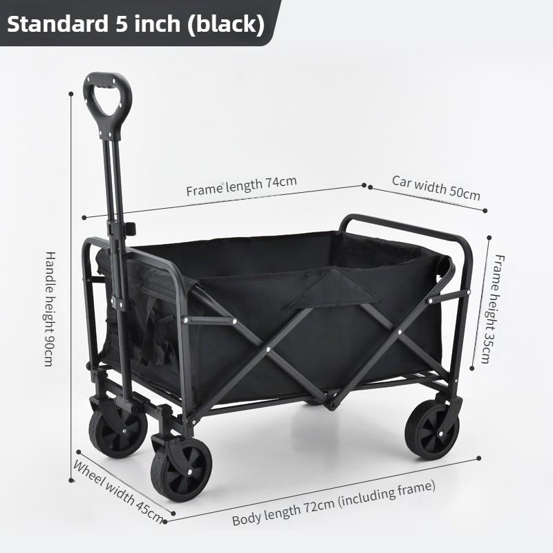 5 Inch Foldable Trolley Wagon Utility Garden Cart Collapsible Outdoor Camping Cart with Silent Universal Wheels