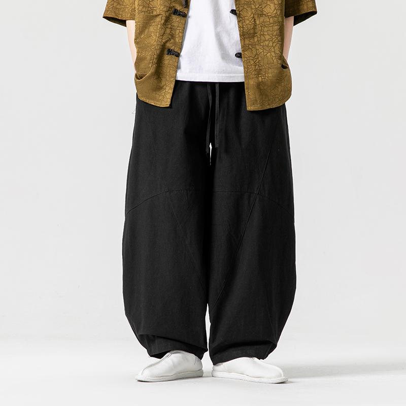 2025 Autumn Men Straight Casual Pants Men Linen Harlan Loose Wide Leg Cotton Trousers Male Casual Wear Pants