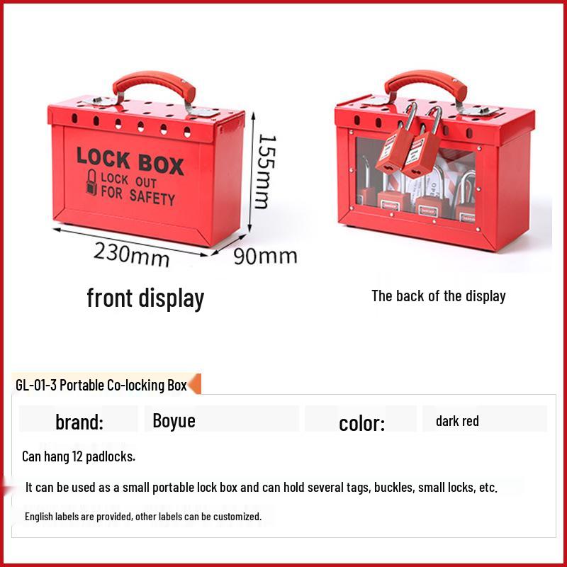 12-Compartment Portable Safety Lock Box Key Storage Device Black Handheld Lock Box