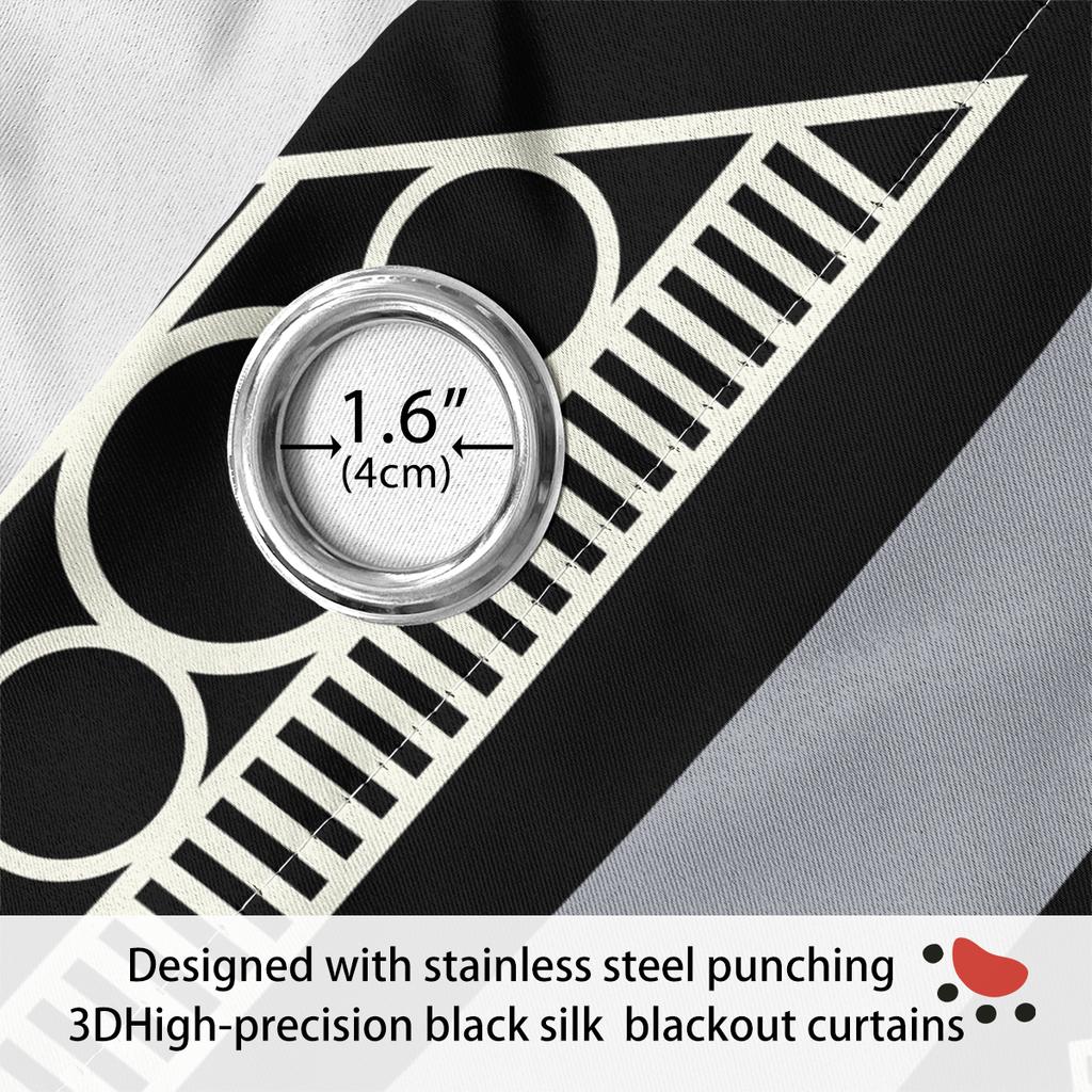 1PC High Blackout Double-sided Matte Polyester Curtain, Left and Right Loop, Perforated, Multi-color Striped Loop Pattern