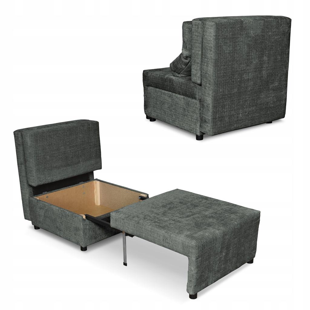 Fotel rozkładany z funkcja spania KIMO pojemnik na pościel Ramona ciemnoszary