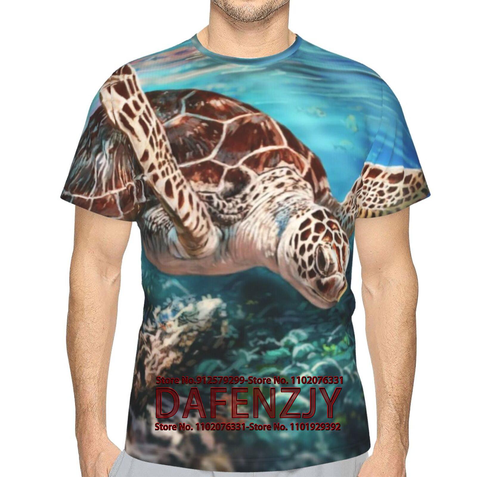 

Sea Turtle Graphic T-Shirts for Men 3D Animal Print Shirts Casual Summer Tee XXXL сірий
