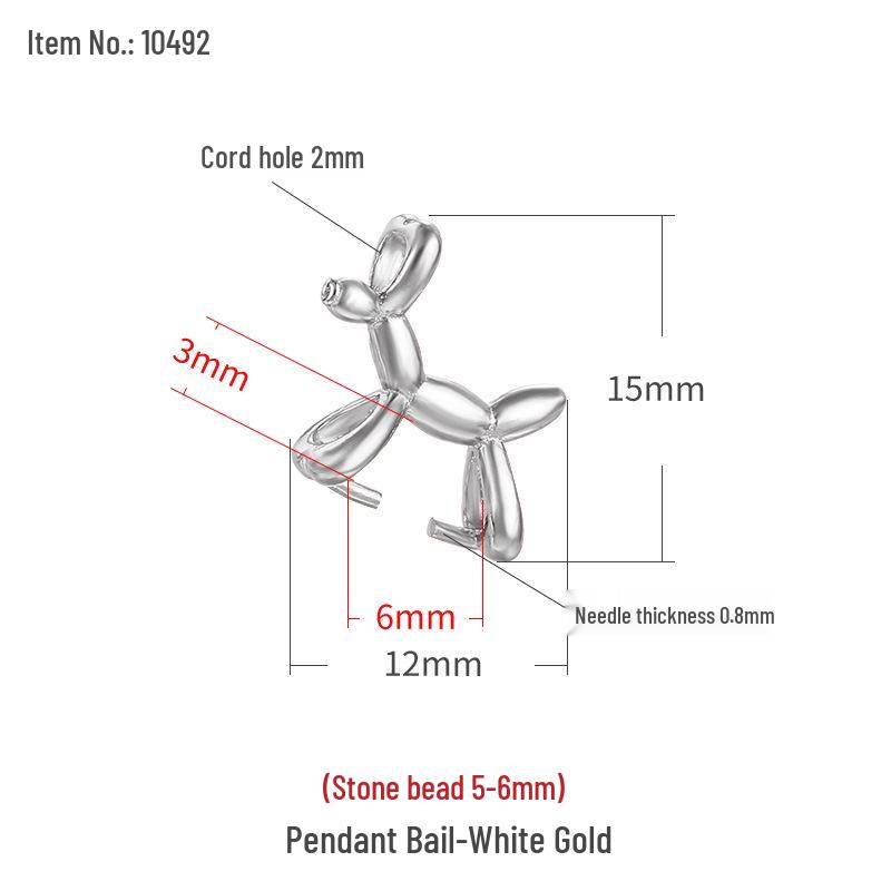 

S925 Sterling Silver Balloon Dog Necklace Pendant for Women - DIY Pearl Clavicle Setting, Korean Style. 925 Sterling Silver біле золото кольору