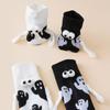 Halloween Themed Magnetic Link Socks Soft Unisex Short Socks With Ghosty Pumpkin Patterns Practical Polyester