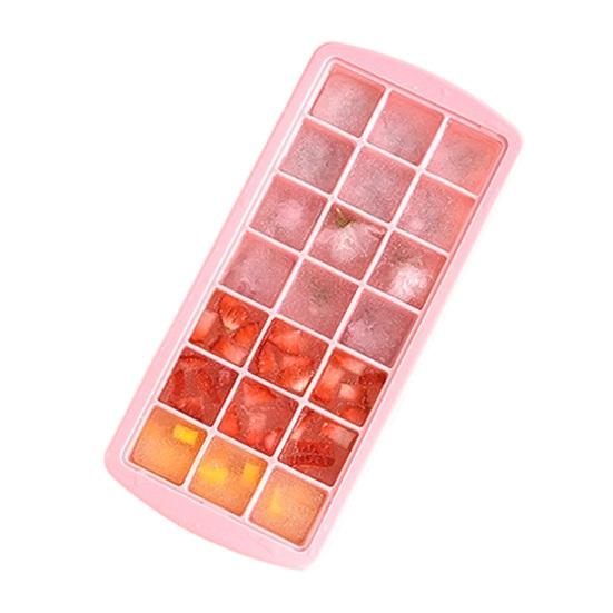 Ice Cube Tray with Lid 21-Cavity Large Square Silicone Ice Cube Mold Food-Grade Easy-Release Spill Proof Ice Cube Maker for Freezer