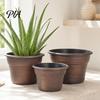 Lightweight Durable Plant Holders Retro Flower Pot with Saucer, Bronze Finish Drainage Holes, Containers for Courtyard Breathable Thickened