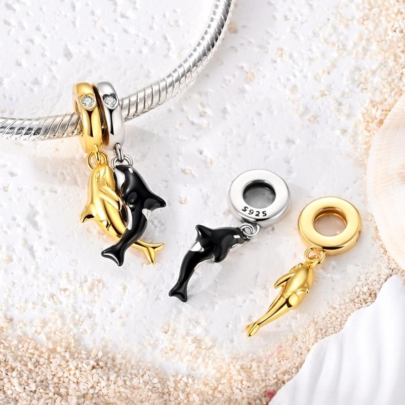Original 925 Sterling Silver Charms Bead Magnetic Killer Whale Pendant Fit Original Bracelet Necklace For Women DIY Jewelry Gift