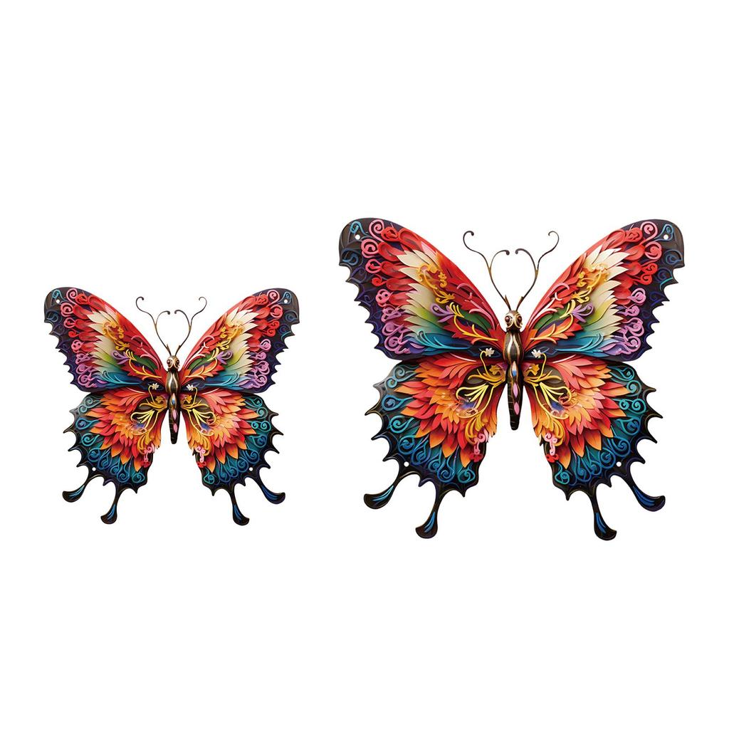 Metal Butterfly Wall Decor Hanging Decor Colorful Lifelike Butterfly Wall Sculpture for Garden Tree Balcony Yard Bedroom