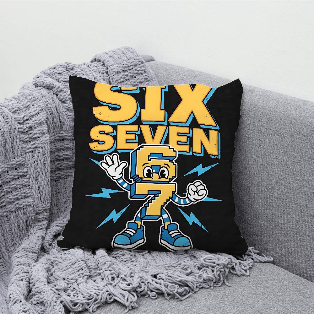 

Six Seven 67 S-Steal A B-Brainrot Throw Pillow Case For 45x45cm 55x55cm 30x30cm Square Car Pillowcase Home Bedchamber Decor Gift 30cmx30cm
