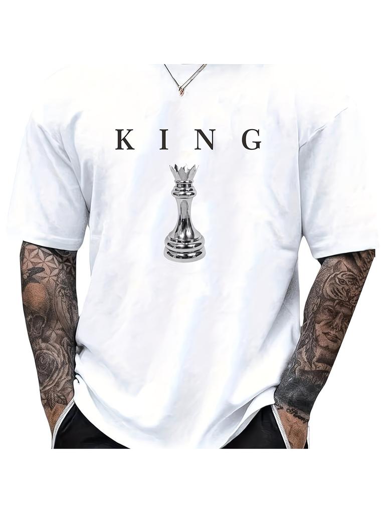 Men's Chess King Print T-shirt | Cotton Material | For Tournaments & Daily Wear