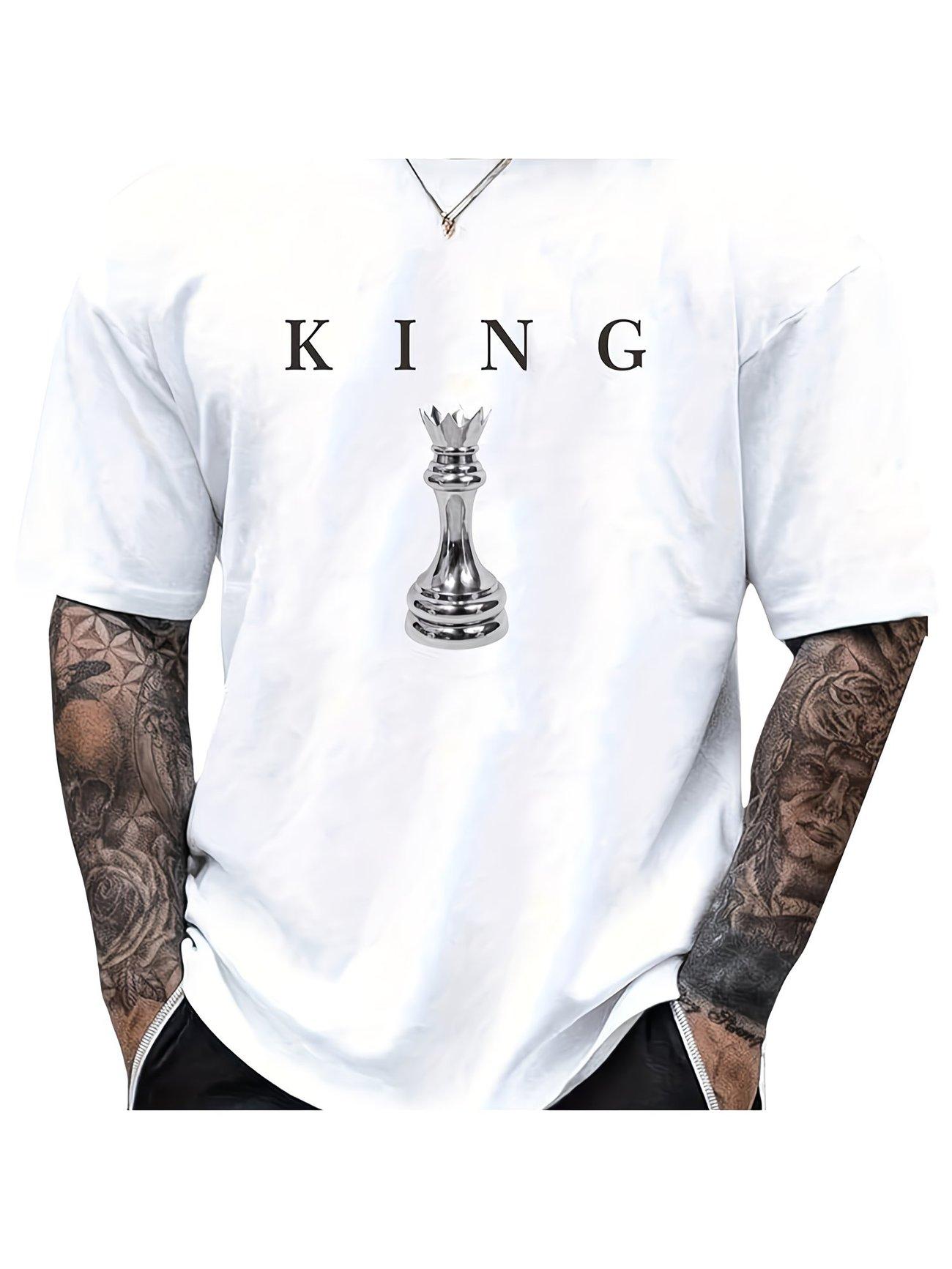Men s Chess King Print T-shirt | Cotton Material | For Tournaments & Daily Wear 3XL
