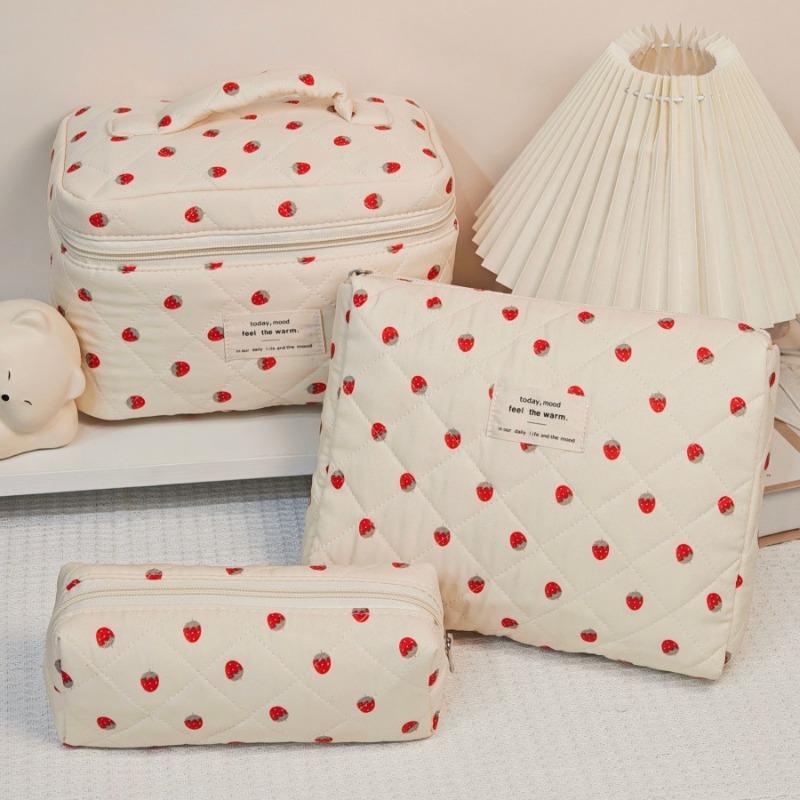 Vintage Large Capacity Cosmetic Bag Portable Travel Storage Bag Handheld Makeup Pouch for Toiletries Cosmetics Organizer Outdoor Daily Use