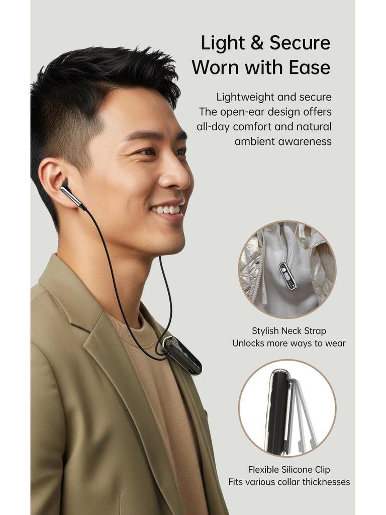 FT-10 Bluetooth Earphones: Hearing Aid & Sound Amplifier for Elderly, Clip-on Sport Design