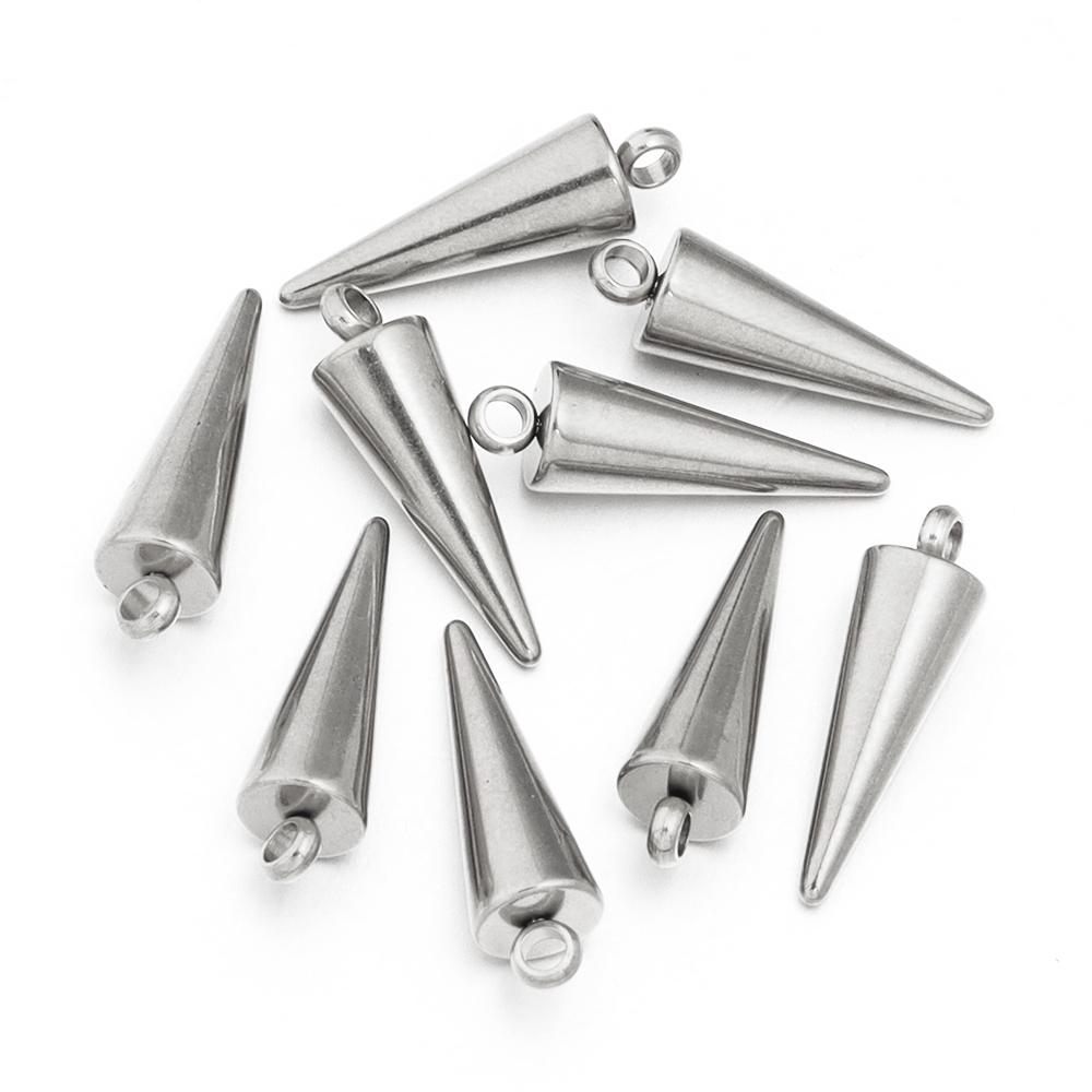 

10pcs/lot Stainless Steel Cone Charms Gold Color Spike Charm Beads for DIY Jewelry Making Pendants Earring Necklace Accessories