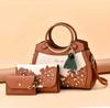 Fashion Flower Pattern Handbag With Inner Zipper Pocket And Crossbody Strap For Women