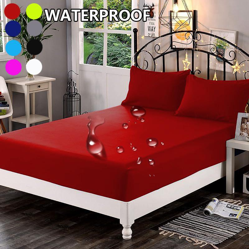 

1 шт. Водонепроницаемая простыня на резинке из высококачественной реактивно окрашенной плотной ткани, эластичная, доступна в различных размерах, мягкая простыня, пишите, серый, черный, 120/140/160 160X200X28cm( 1pc sheet) красный