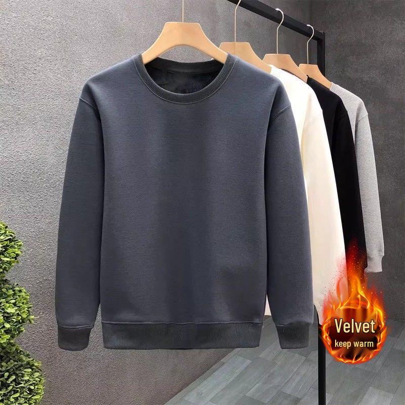 Men's Plus Size Anti-Pilling Fleece Hoodie, Loose Fit, Versatile Round Neck, Trendy Autumn/Winter Outerwear for Larger Sizes.