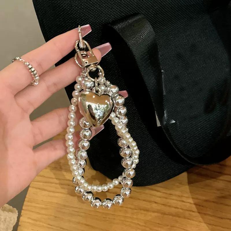 Schleife Perlen Schlüsselanhänger Armband Lanyard Handy ZY Anhänger Niedlich Liebesherz Handy Kamera Handgelenkband Anti-Verlust Kette