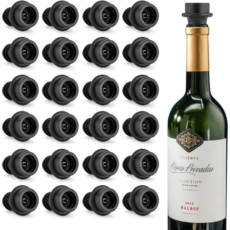 Kitchen Goods-Yulin-002 Black Wine Saver Vacuum Stoppers,Vacuum Pump Preserver Wine Saver Reusable Bottle Sealer Keeps Wine Fresh, Set Of 24,