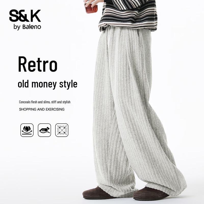 

Baleno Men s S&K Retro Striped Wide-Leg Casual Pants L