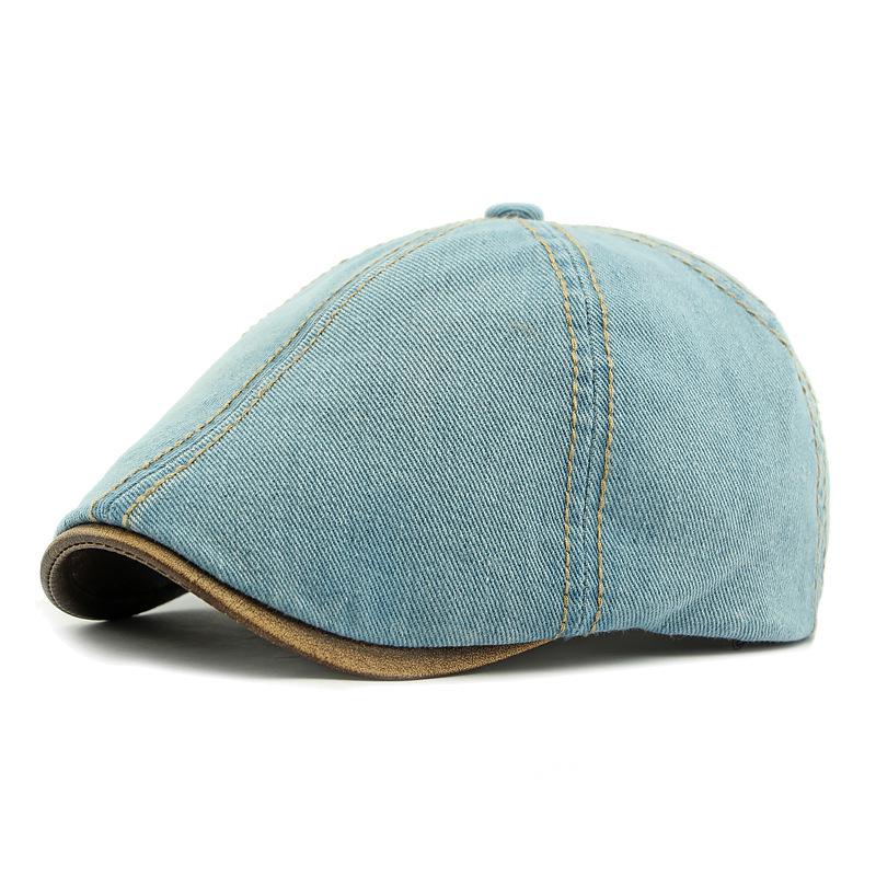 Spring Denim Hat Men's Beret British Retro Six-Piece Cap Women's Forward Cap