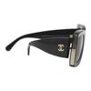 Chanel Rectangular Sunglasses Women sunglasses Black Gold 5435-C622/S6