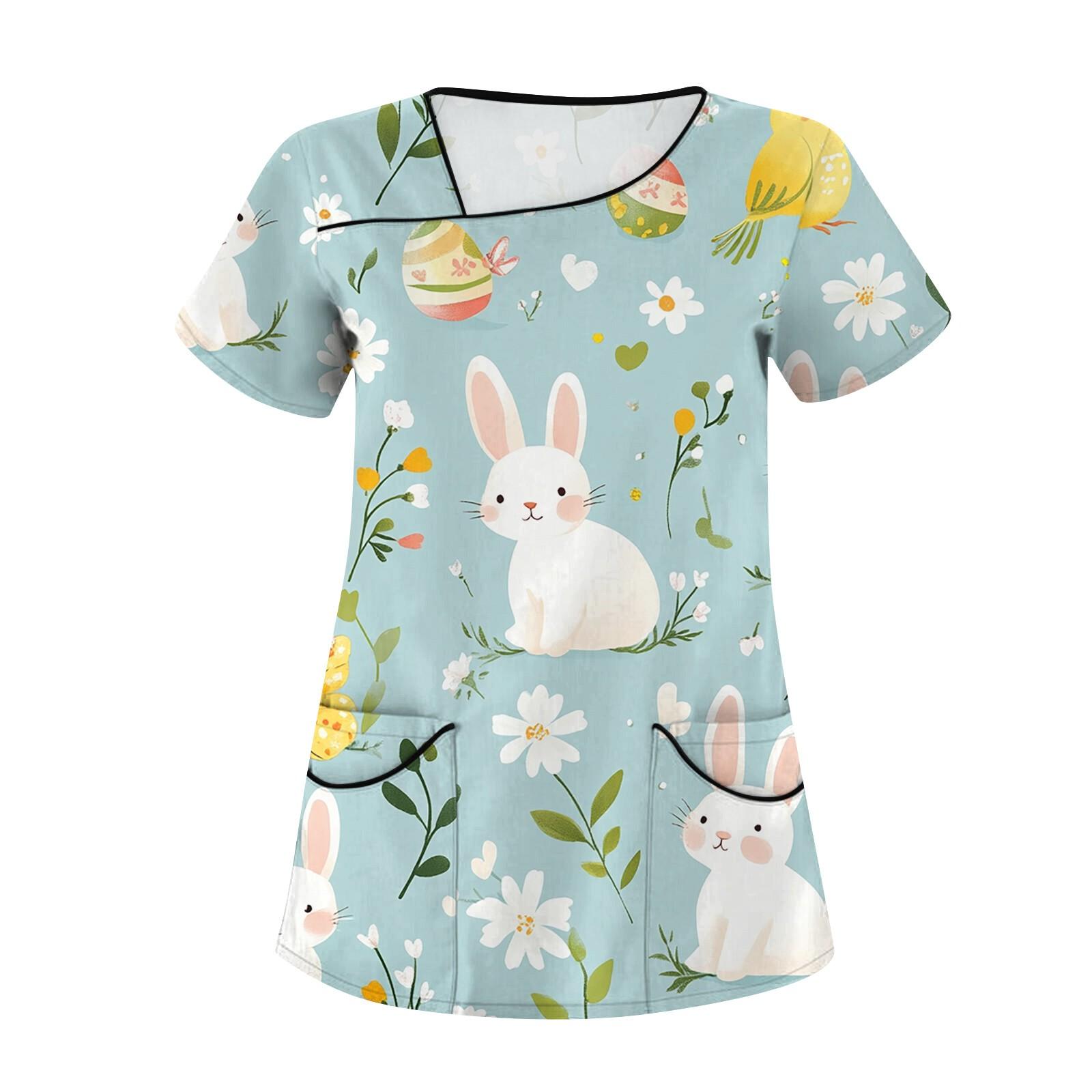 

Женская повседневная рабочая одежда с короткими рукавами и наклонным воротником с принтом и двойными карманами M