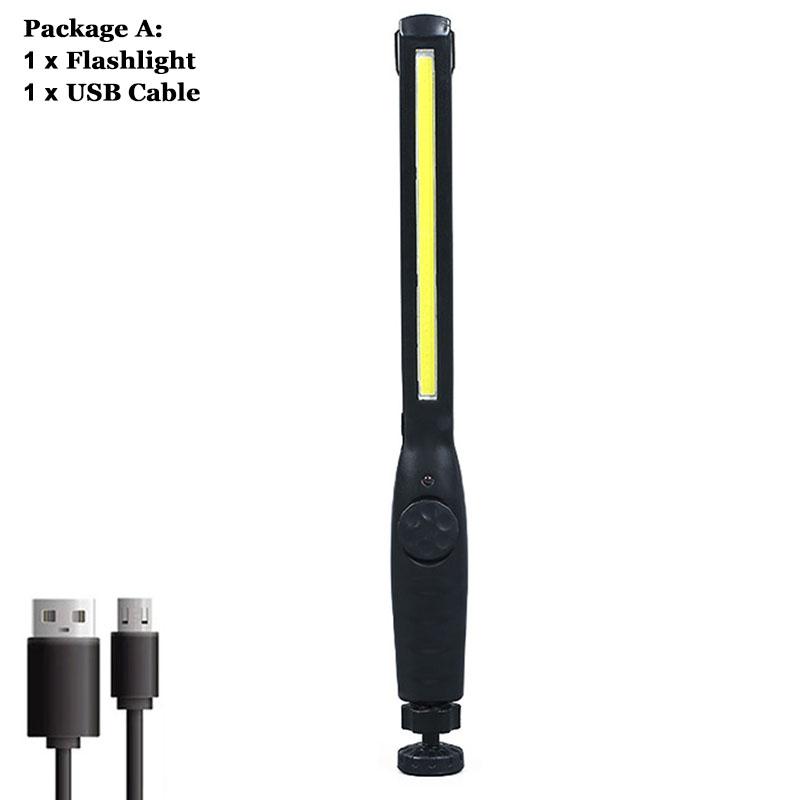 1- 4Pack COB+LED Flashlight Magnetic Work Light USB Rechargeable Torch Portable Lantern Inspection Light Camping Car Repair Lamp