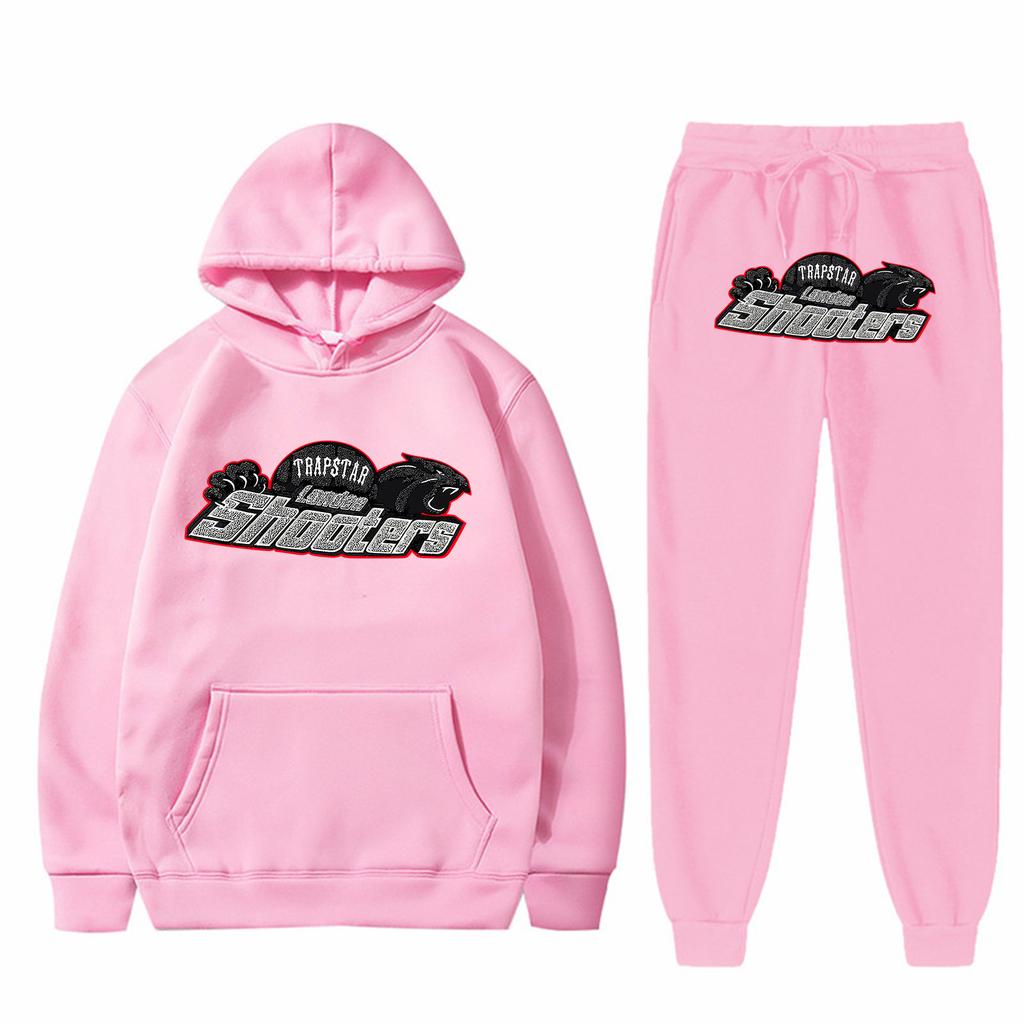 Conjunto de Sudadera Holgada de Manga Larga de Felpa para Hombre y Mujer con Pantalón, Sudadera con Capucha Estampada Bordada