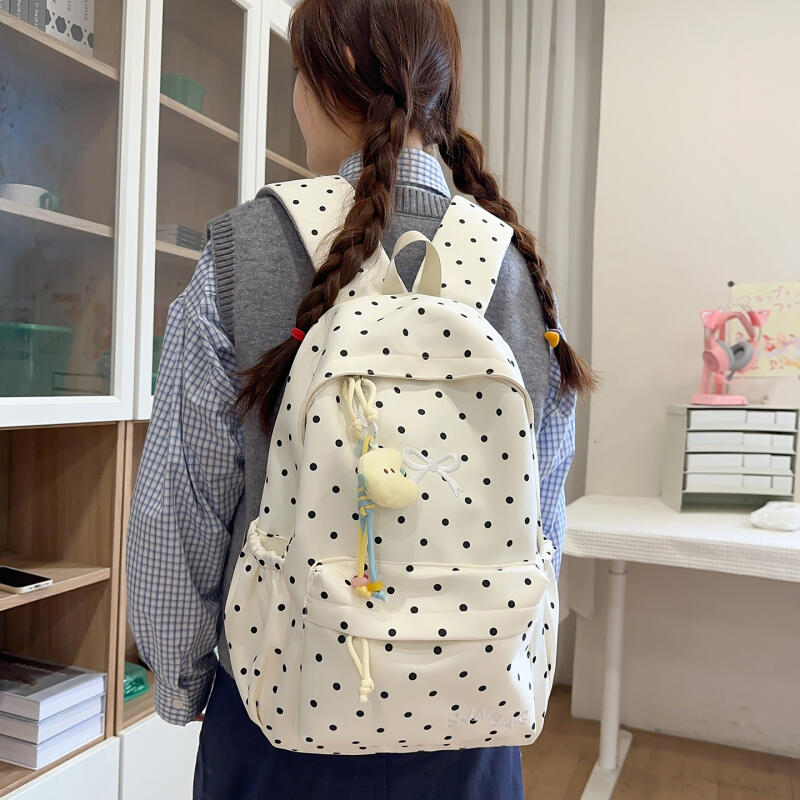 Campus Schoolbag Student Polka Dot Backpack Large Capacity Women's Backpack