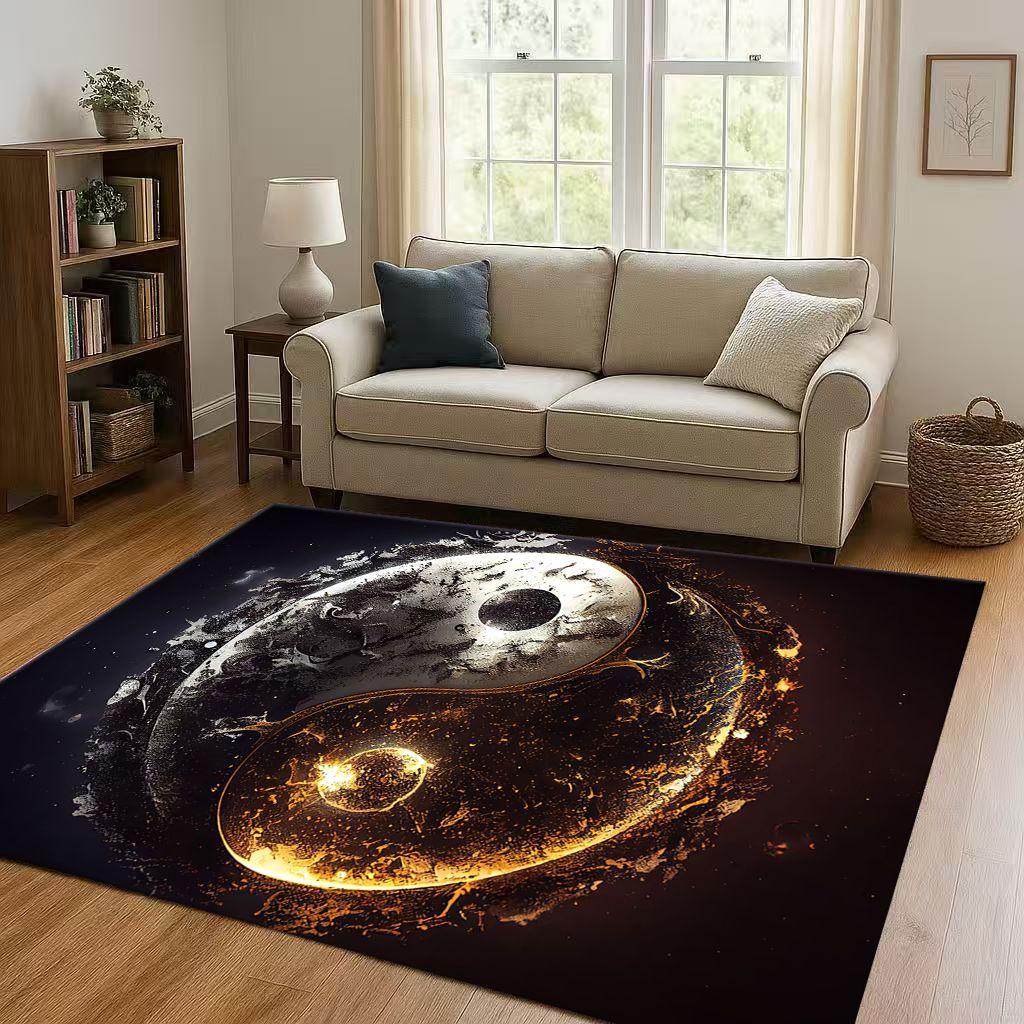 New Yin Yang Chinese Tai Chi Natural Balance Art Living Room Non-Slip Area Rug Soft Carpet for Bedroom Sofa,Home Decor Doormat