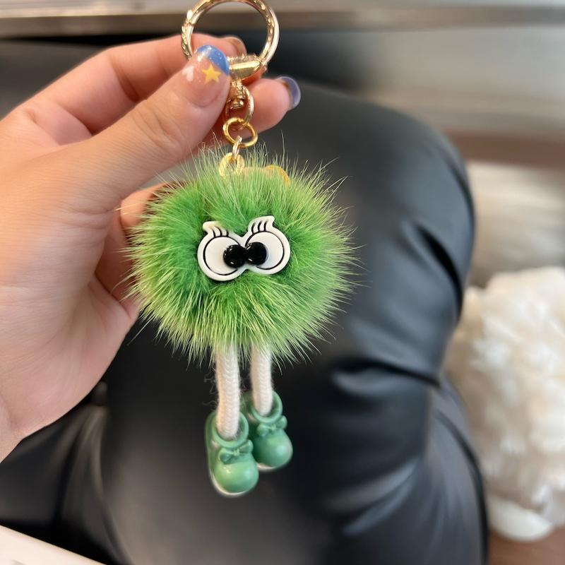 [Cute Long Legs] Mink Hair Car Keychain Pendant Ins Internet Celebrity Hair Pom-pom Book Bag Pendant