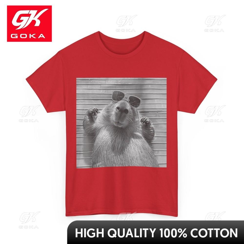 Funny Capybara Gifts Cool Capybara Selfie Unisexs Womens Kids TShirtTrendy Round Collar Graphic T Shirt Weekend Outfit S