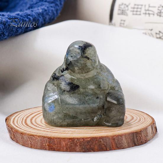 Carving Buddha Figurine Natural Stone Positive Healing Energy Colorful Hand-carved Decorative Sculpture Laughing Statue Desktop Decoration Birthday
