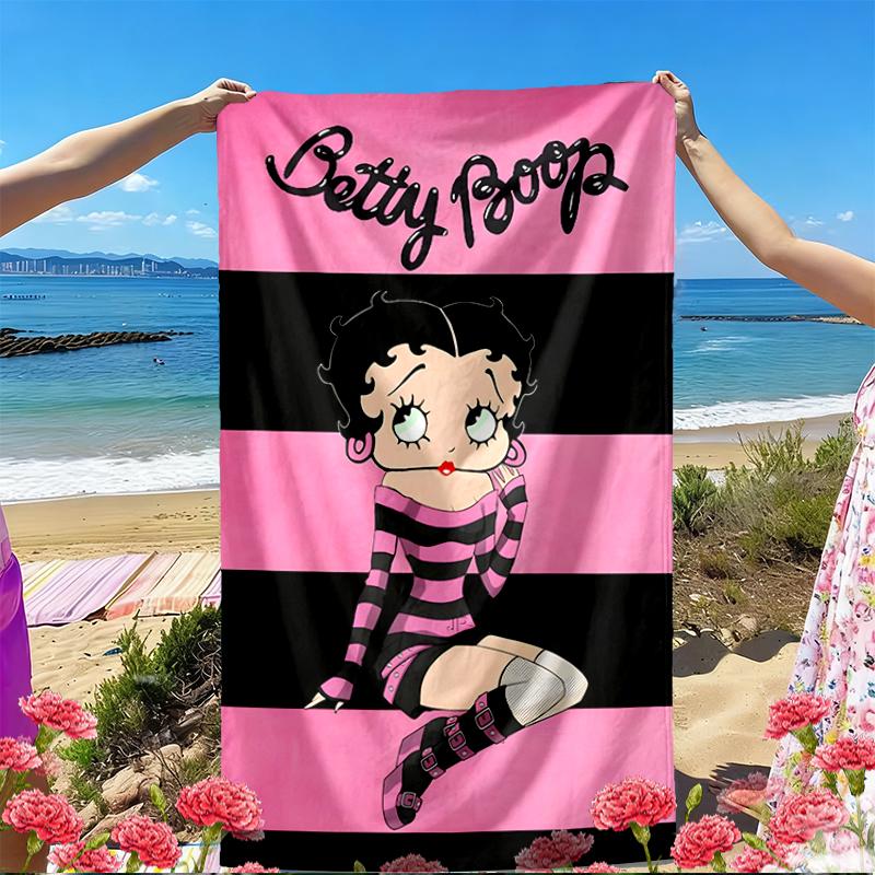 Betty Boop Print Beach Towel, Versatile Lightweight Absorbent Beach Towel for Pool Surf Yoga Bathroom, Perfect Birthday Holiday Gift