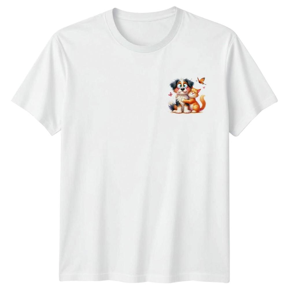 Dog Cat Hugging Animals Friendship Unisexs TShirt Unisexs Tee Unisex Graphic Top S