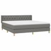 3130522 vidaXL Lit à sommier tapissier avec matelas Gris foncé 160x200cm Tissu