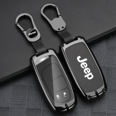 Zinc Alloy Leather Car Key Case For Grand Cherokee WK2 KL Wrangler JK Commander Renegade Compass 2018 2022 Auto Accessories