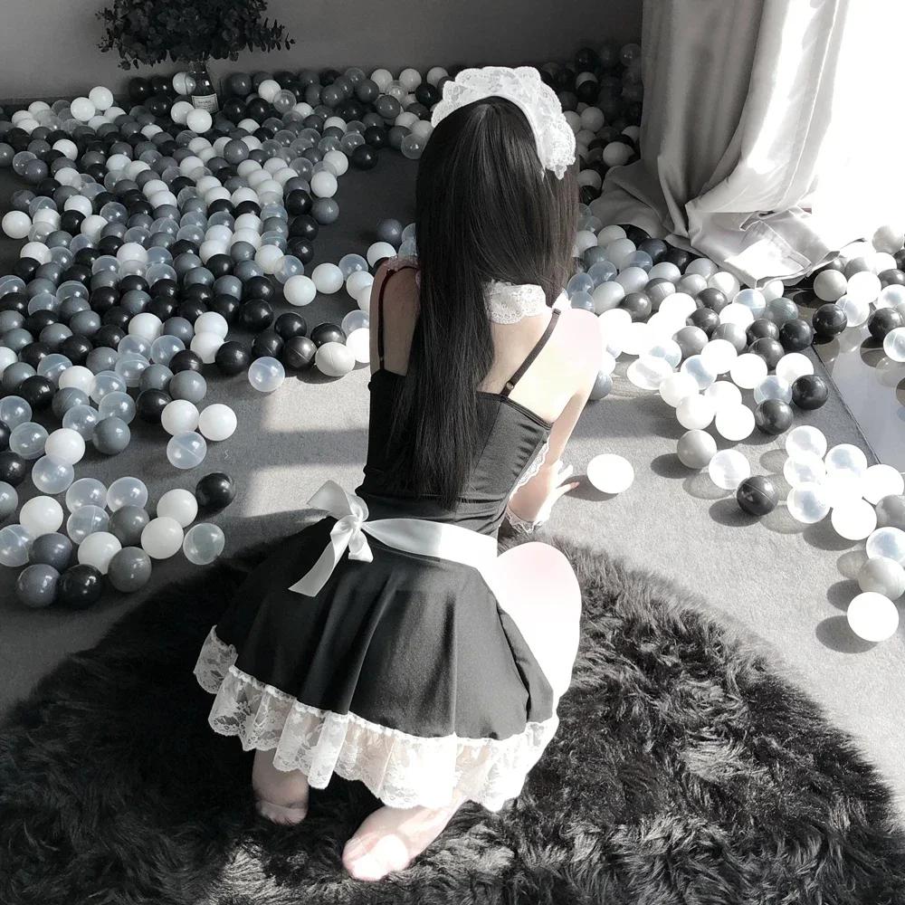 Porno Women Sexy Lingerie Maid Dress Uniform Anime Cosplay Costumes Servant Apron With Panties set Lolita Exotic Clothing