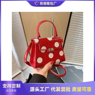 Ankola rote Tasche Damen Herbst und Winter neue Nische Umhängetasche gepunktete tragbare Mini-Quadrat-Tasche