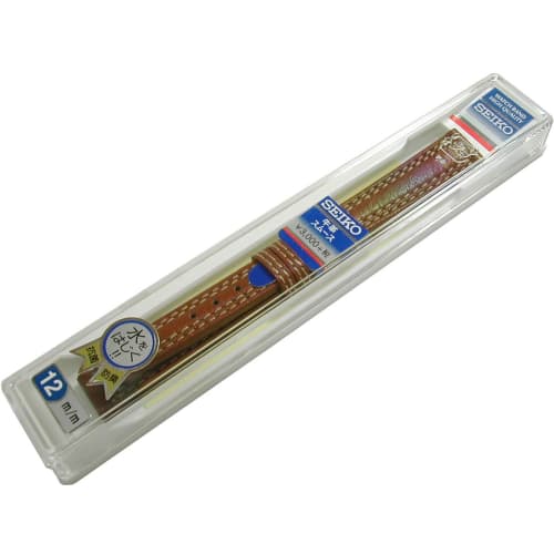 Seiko DED9 12mm Women's Smooth Leather Watch Band with Double Stitching, Brown